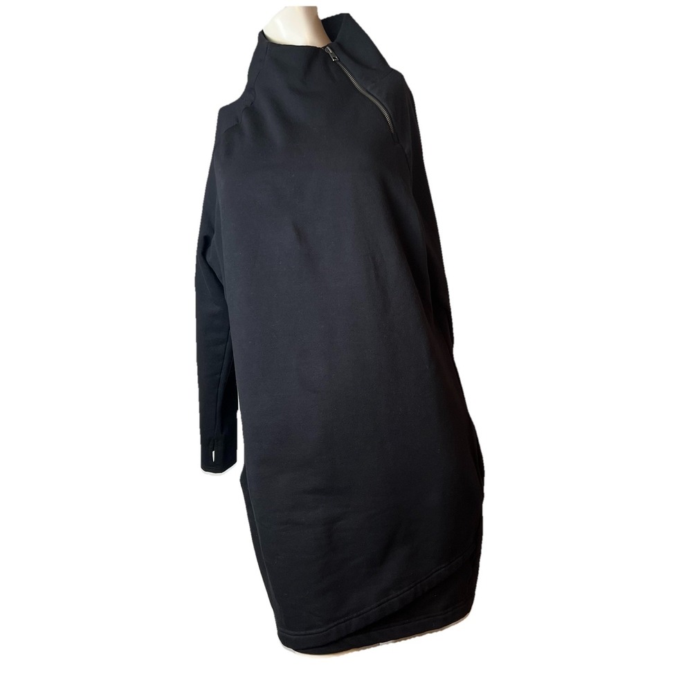 earth yoga black organic cotton blend sweatshirt dress thumbholes xl